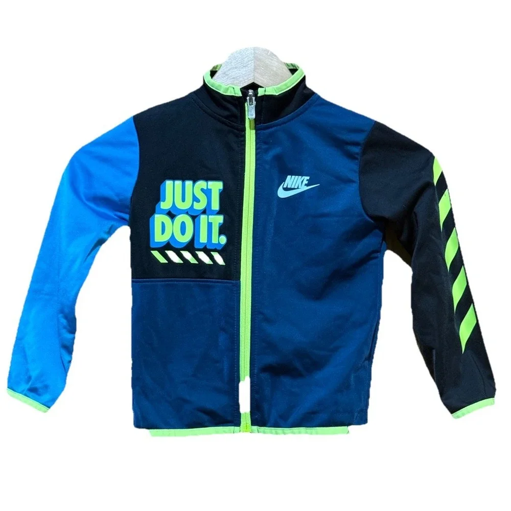 Nike Boys Tricot Track Jacket Black Valerian Blue Size